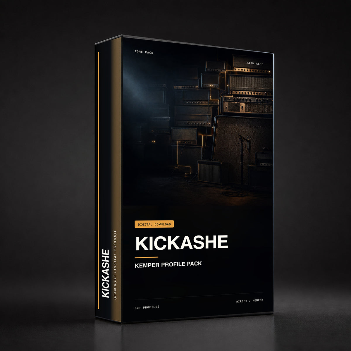 KickAshe Tone Pack — Kemper box art. [sean-boxart-sha256:89cecfe6d31b8445e38bb5f90e6d1ea7e980516152af64144a5605d5a7a5cd05]